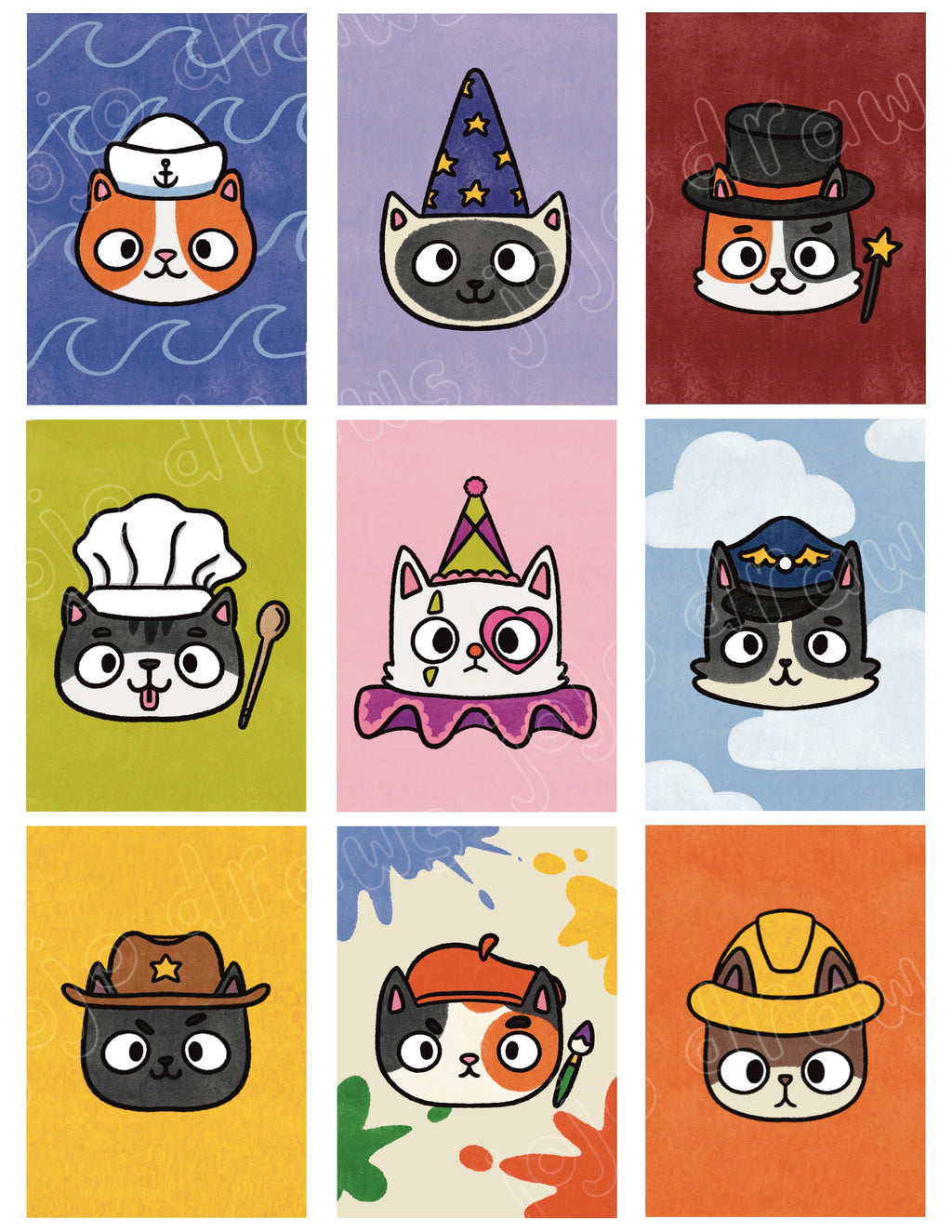 Career Cats 8x10 Art Print